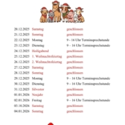 Weihnachten Öffnungszeiten